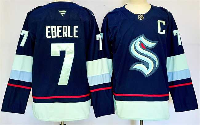 Men%27s Seattle Kraken #7 Jordan Eberle Navy 2024-25 Home Stitched Hockey Jersey->seattle kraken->NHL Jersey
